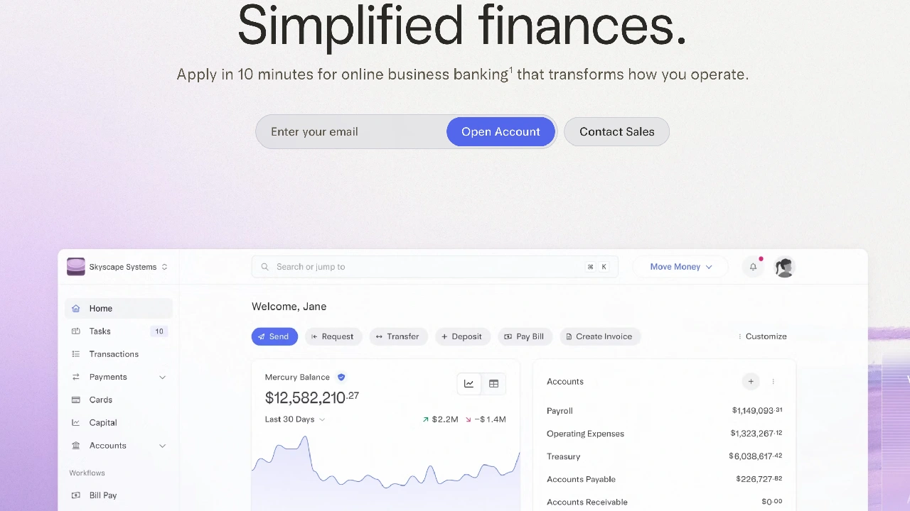 Abstract financial technology background with Mercury bank elements